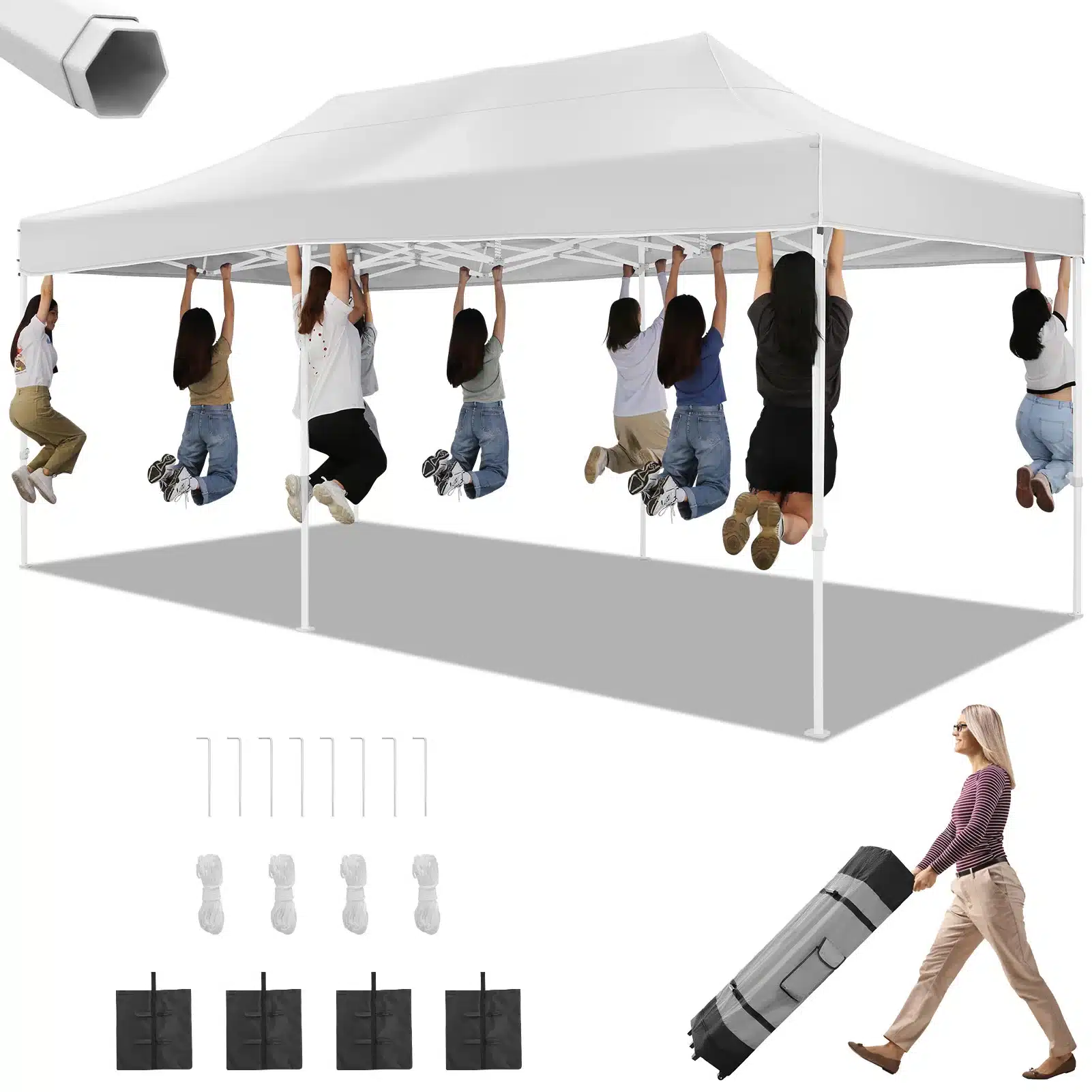 10x20 Heavy Duty Pop Up Canopy Tent for Party Events Instant Canopy with Roller Bag, Waterproof - Image 10