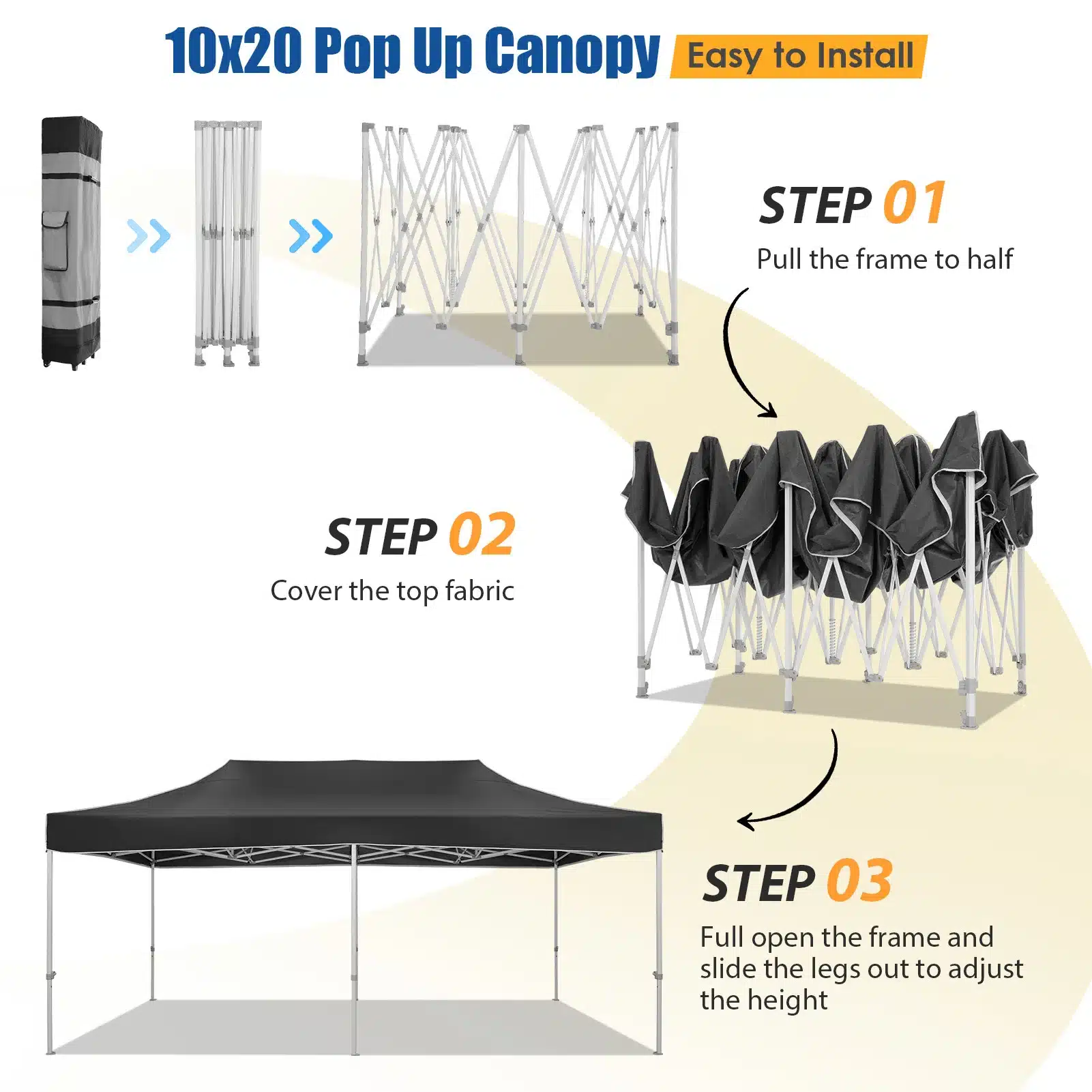 10x20 Heavy Duty Pop Up Canopy Tent for Party Events Instant Canopy with Roller Bag, Waterproof - Image 14