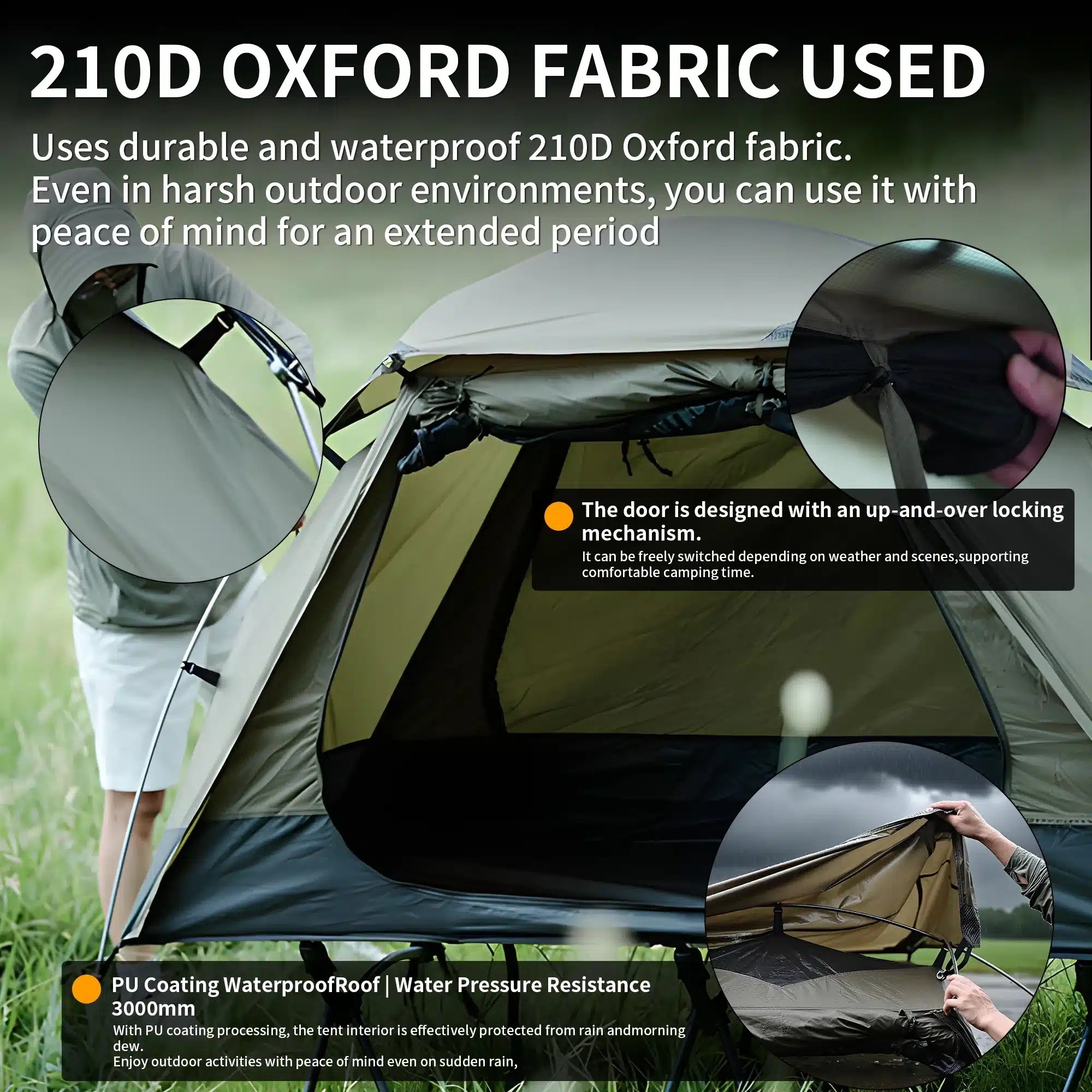 TENPLAY Ultra Lightweight Instant Pop-Up Tent, 3000mm Waterproof Single Person Tent for Camping, Hiking, Backpacking - Image 3