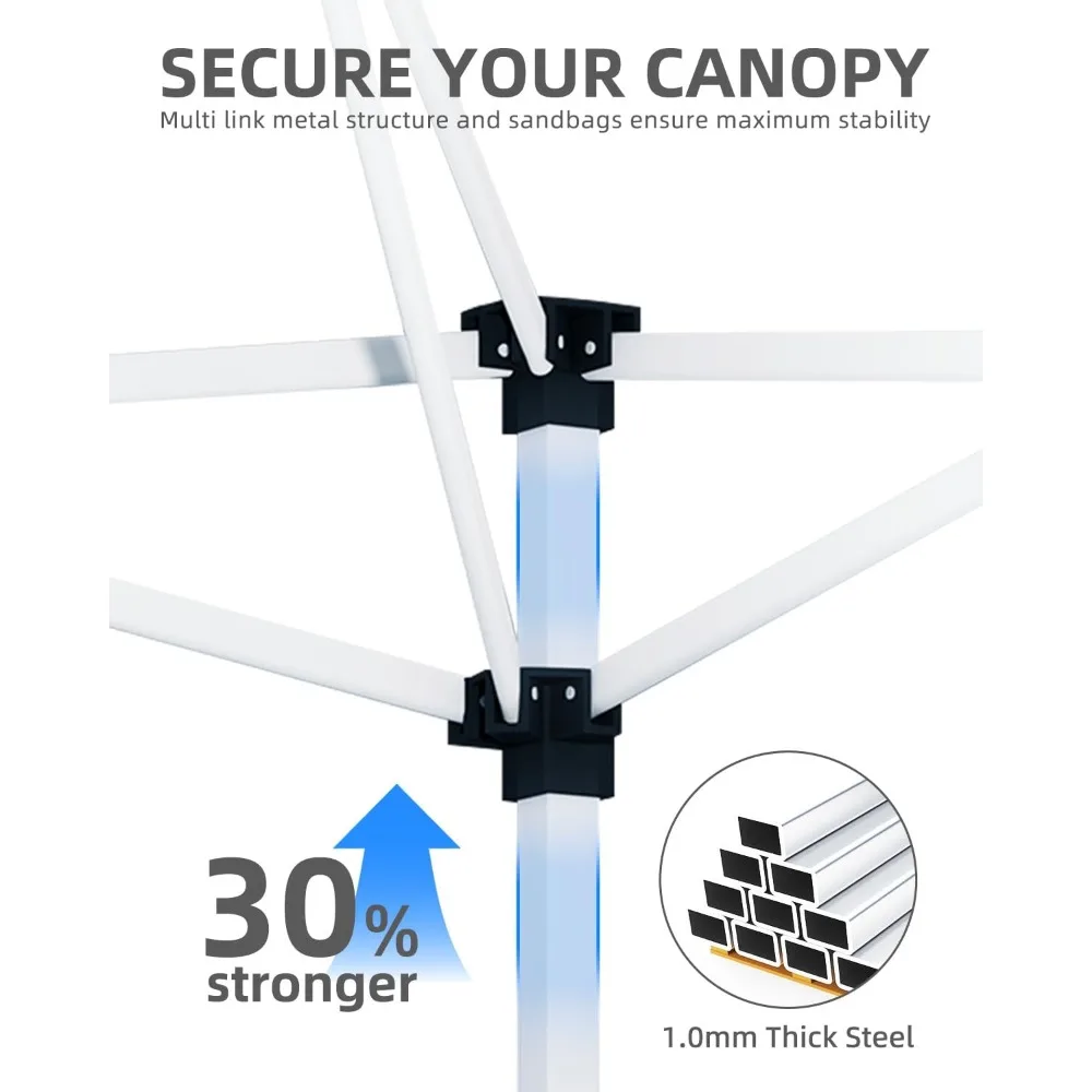 10x20 Pop Up Canopy - Easy Up Camping Tent with One Roller Bag, 3 Adjustable Heights, 4 Weight Bags - Image 2