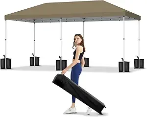 10x20 Pop Up Canopy - Easy Up Camping Tent with One Roller Bag, 3 Adjustable Heights, 4 Weight Bags - Image 9