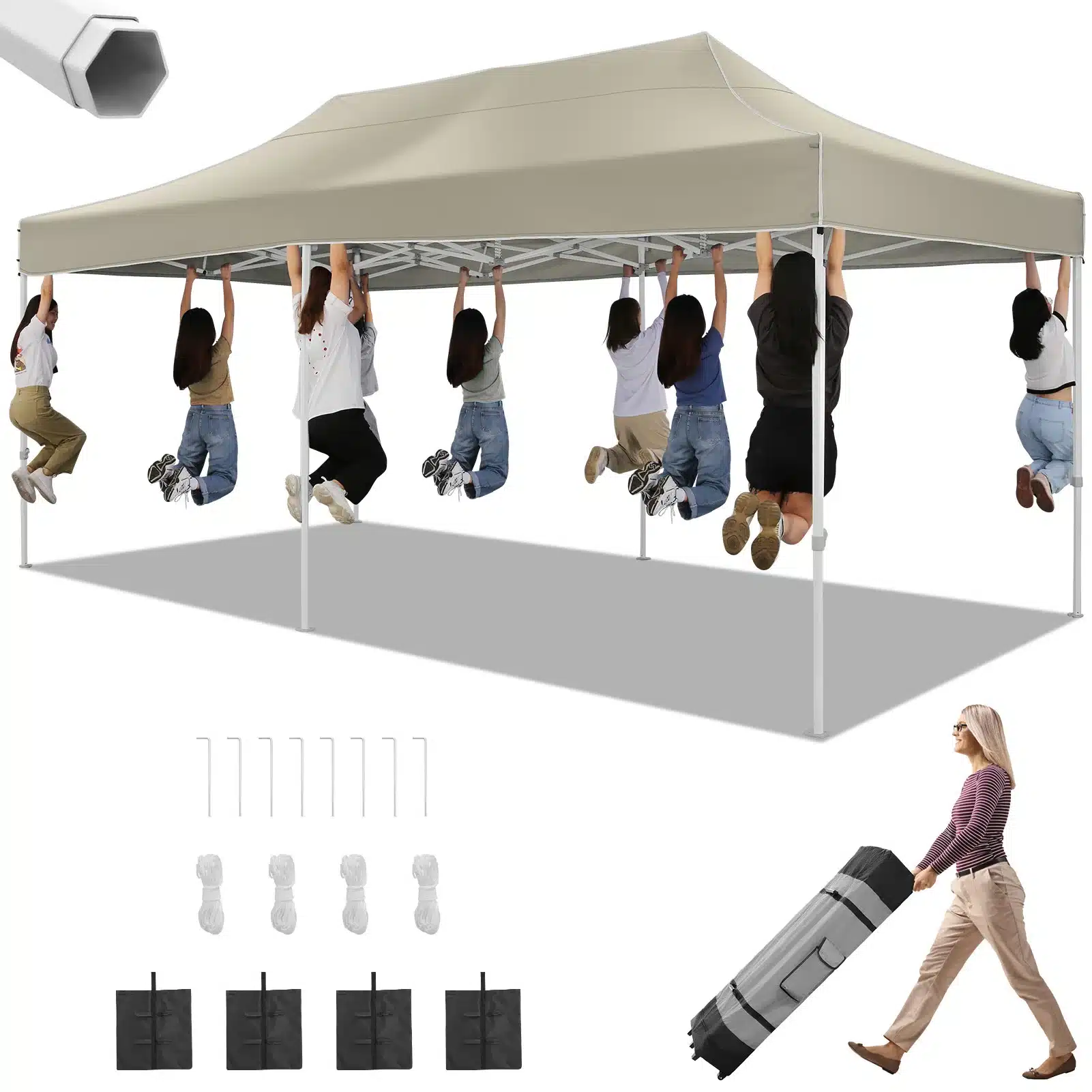 10x20 Heavy Duty Pop Up Canopy Tent for Party Events Instant Canopy with Roller Bag, Waterproof - Image 7
