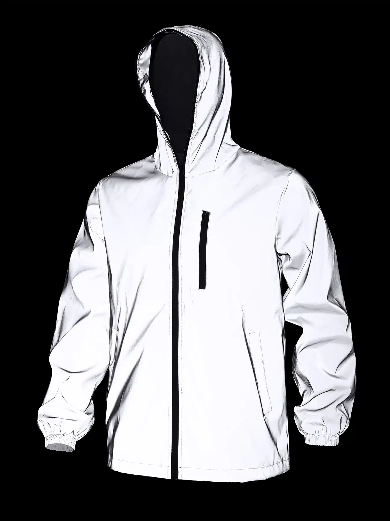 New Mens / Womens Full Reflective Jacket Night Shiny Windbreaker Jackets Hooded Coats