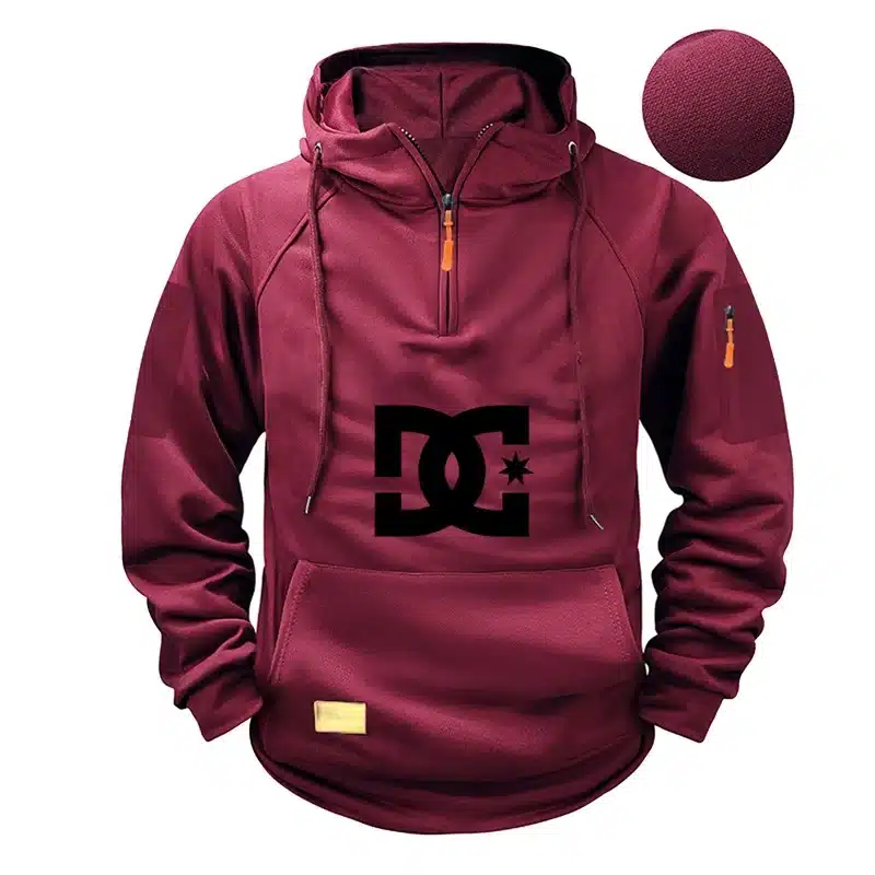 Men's hooded long-sleeved zippered pocket hoodie, casual sporty pullover - Image 5
