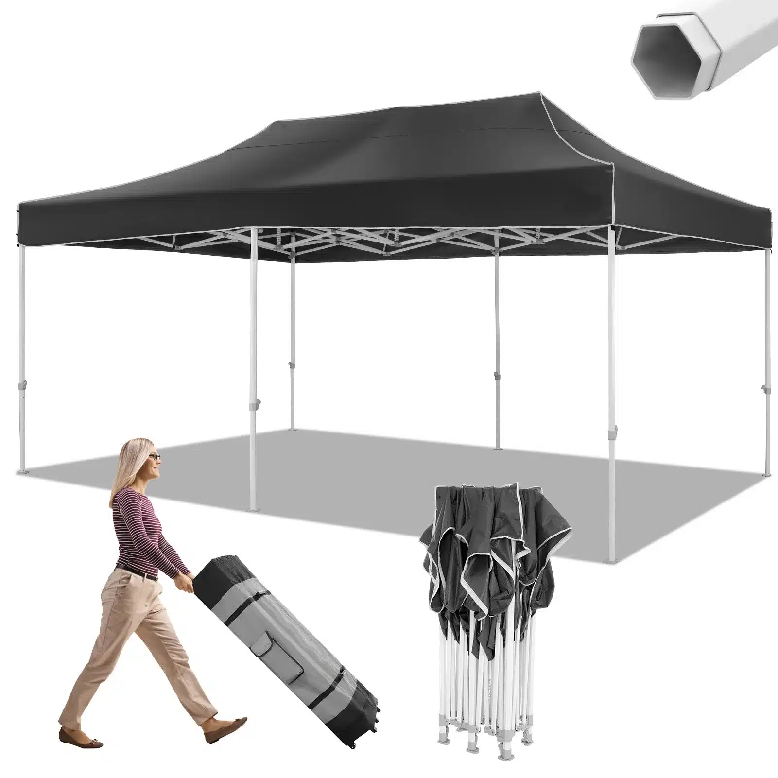 10x20 Heavy Duty Pop Up Canopy Tent for Party Events Instant Canopy with Roller Bag, Waterproof - Image 12
