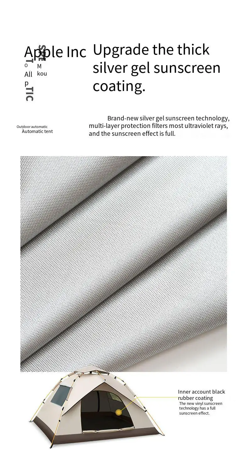 3-4 Person Outdoor Folding Tent Quick Automati Opening Self-driving Wild Camping Tent Waterproof Sunscreen Portable Tent - Image 13