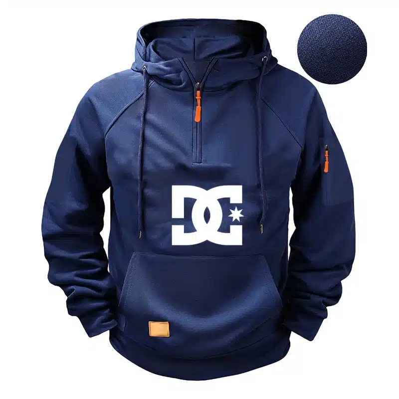 Men's hooded long-sleeved zippered pocket hoodie, casual sporty pullover - Image 4