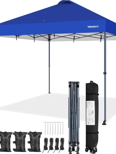 12x12 Pop-up Canopy Tent , Waterpoof & Heavy Duty w/ 2 Integrated Wheels for Mobility, Instant Sun Shelter with Carry Bag