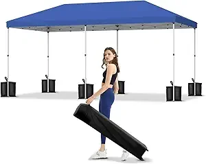 10x20 Pop Up Canopy - Easy Up Camping Tent with One Roller Bag, 3 Adjustable Heights, 4 Weight Bags - Image 11