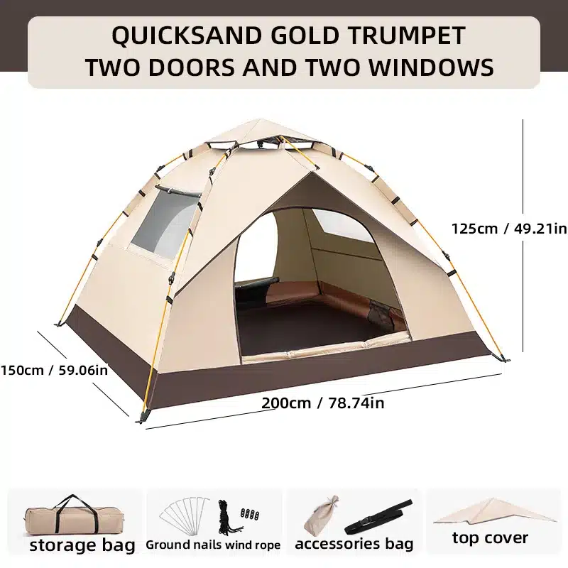3-4 Person Outdoor Folding Tent Quick Automati Opening Self-driving Wild Camping Tent Waterproof Sunscreen Portable Tent - Image 8