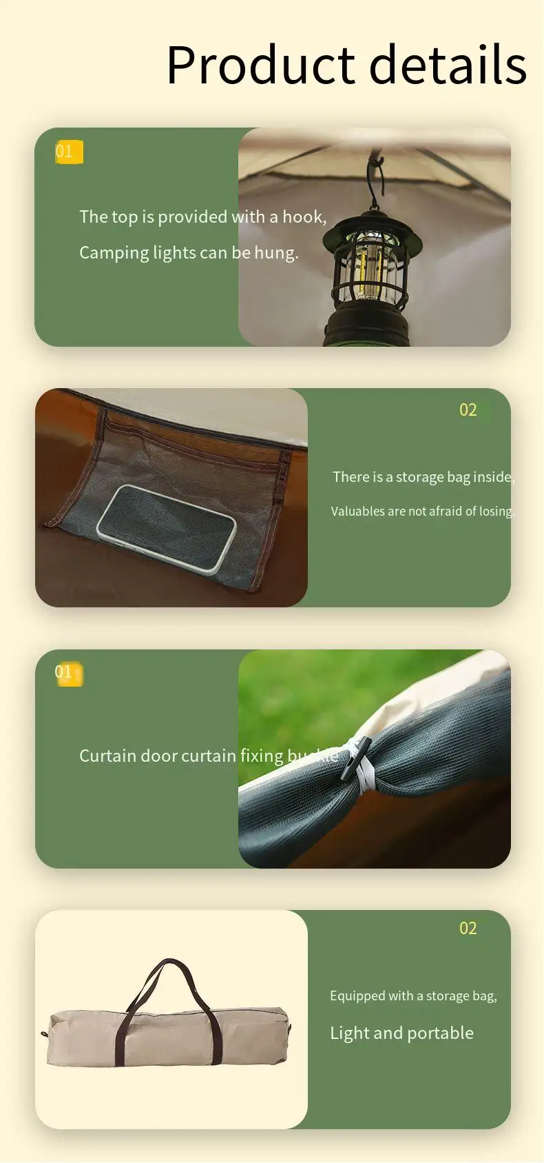 3-4 Person Outdoor Folding Tent Quick Automati Opening Self-driving Wild Camping Tent Waterproof Sunscreen Portable Tent - Image 17