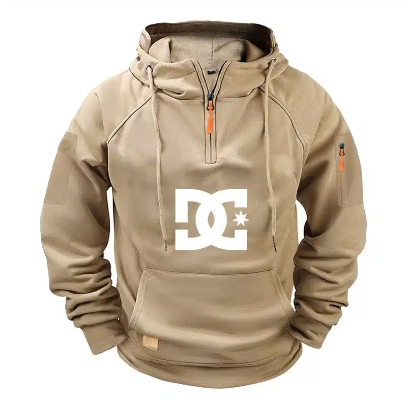 Men's hooded long-sleeved zippered pocket hoodie, casual sporty pullover - Image 9