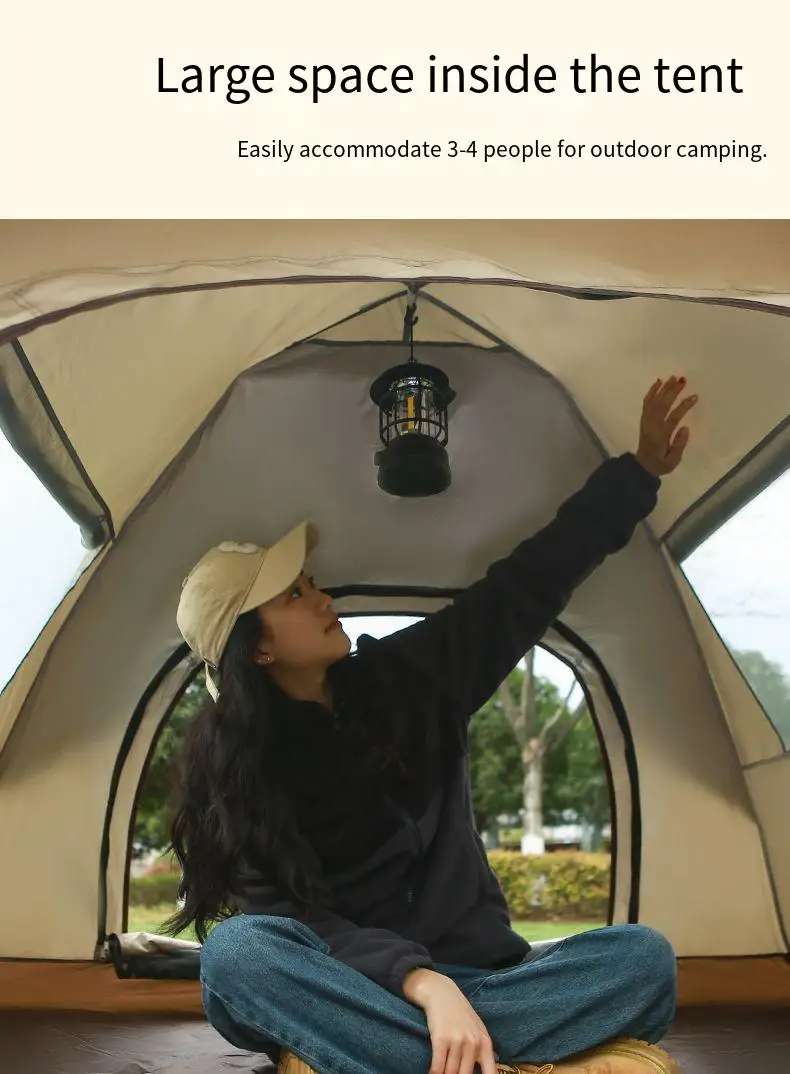 3-4 Person Outdoor Folding Tent Quick Automati Opening Self-driving Wild Camping Tent Waterproof Sunscreen Portable Tent - Image 16