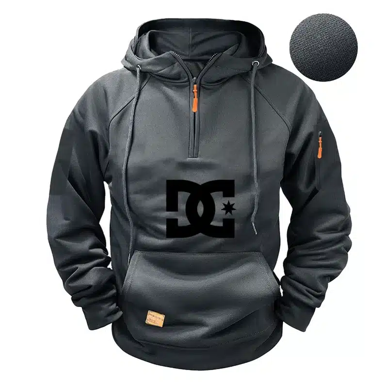 Men's hooded long-sleeved zippered pocket hoodie, casual sporty pullover - Image 12