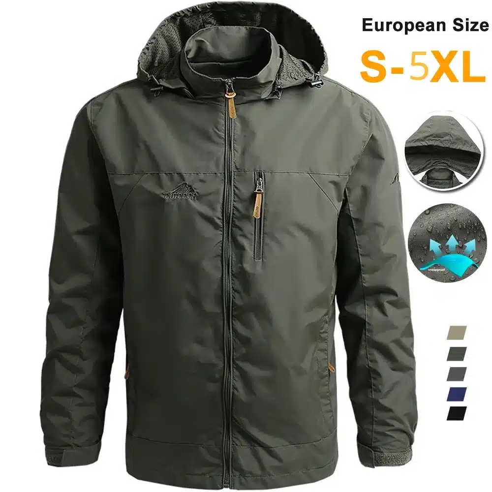 Windbreaker Men Tactical Jacket Waterproof Outdoor Hooded Coat - European Size
