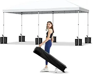 10x20 Pop Up Canopy - Easy Up Camping Tent with One Roller Bag, 3 Adjustable Heights, 4 Weight Bags - Image 8