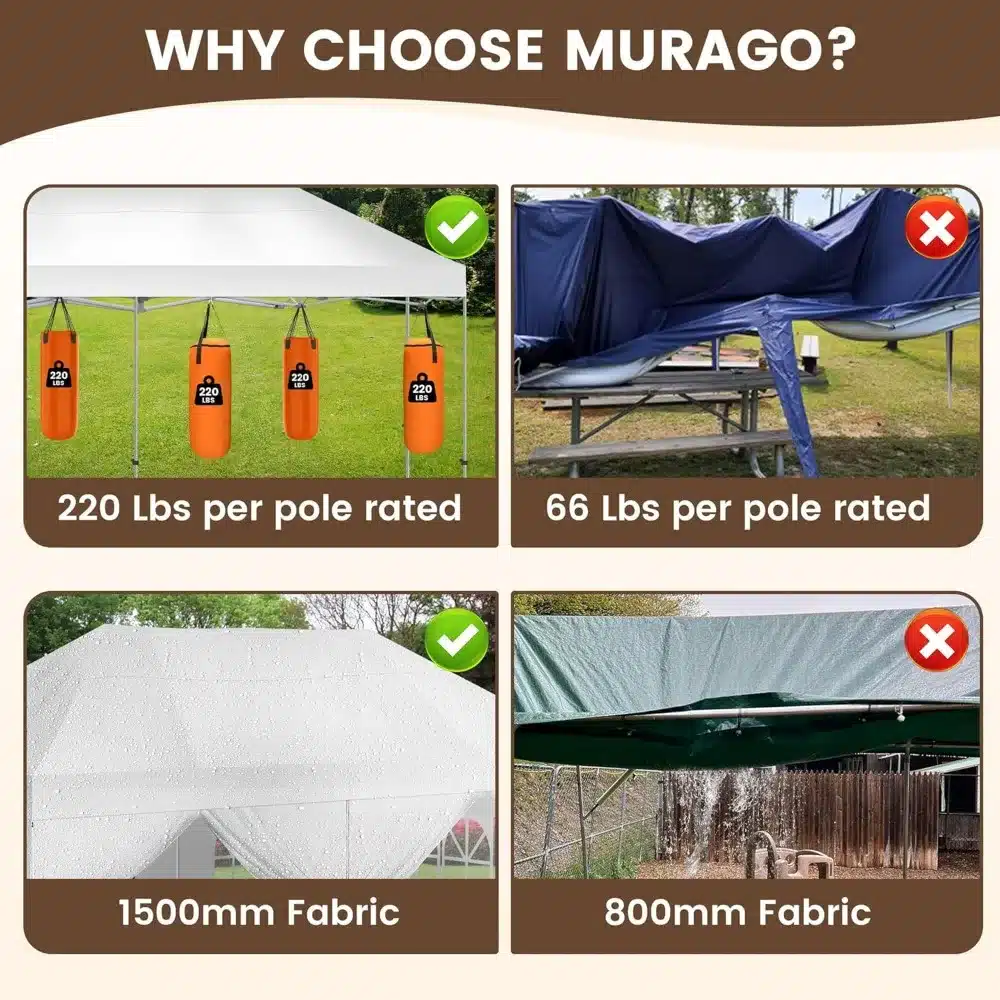 10X20' Portable Pop Up Canopy Tent, Waterproof Foldable Outdoor Canopy,Heavy Duty Gazebo, Sidewalls, Steel Frame, Easy Set Up, - Image 4