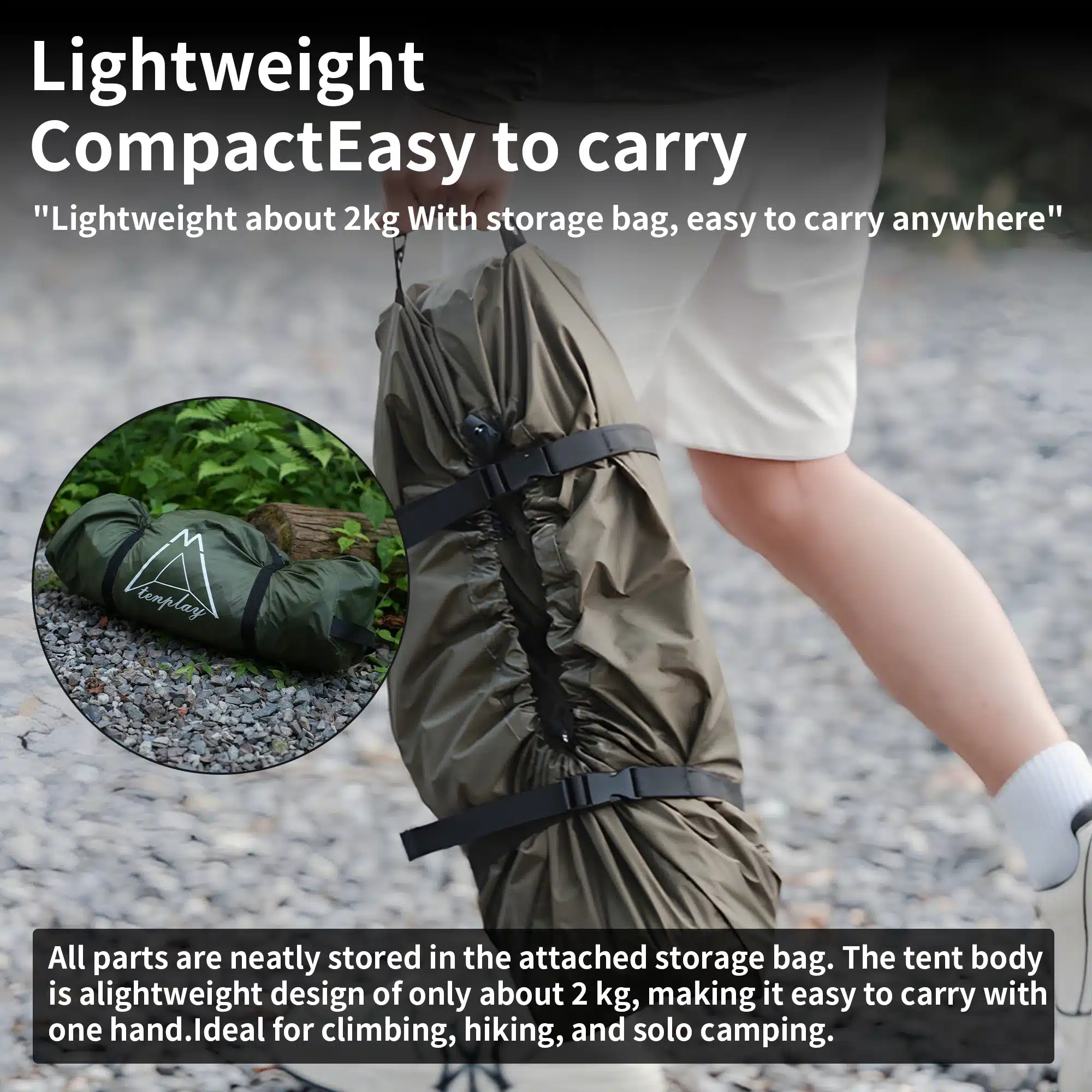 TENPLAY Ultra Lightweight Instant Pop-Up Tent, 3000mm Waterproof Single Person Tent for Camping, Hiking, Backpacking - Image 12