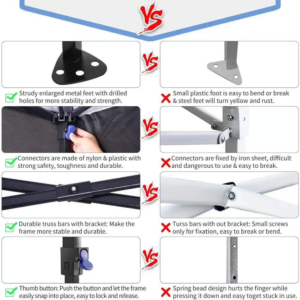 10x10 Pop Up Canopy Gazebo with Mesh Windows, Easy Set up Canopy Tent 10x10, Portable Waterproof - Image 5