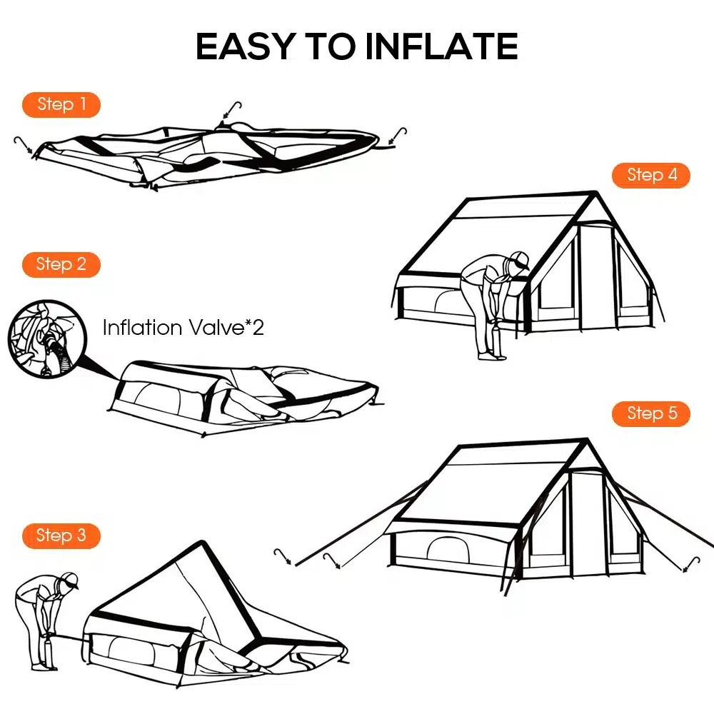 Large Inflatable Tent Tents for Outdoor Camping, Waterproof and Sunscreen, Family Dinner, 3-4 People - Image 5