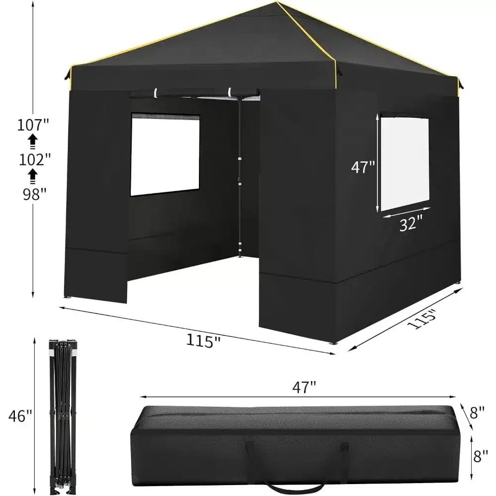 10x10 Pop Up Canopy Gazebo with Mesh Windows, Easy Set up Canopy Tent 10x10, Portable Waterproof - Image 6