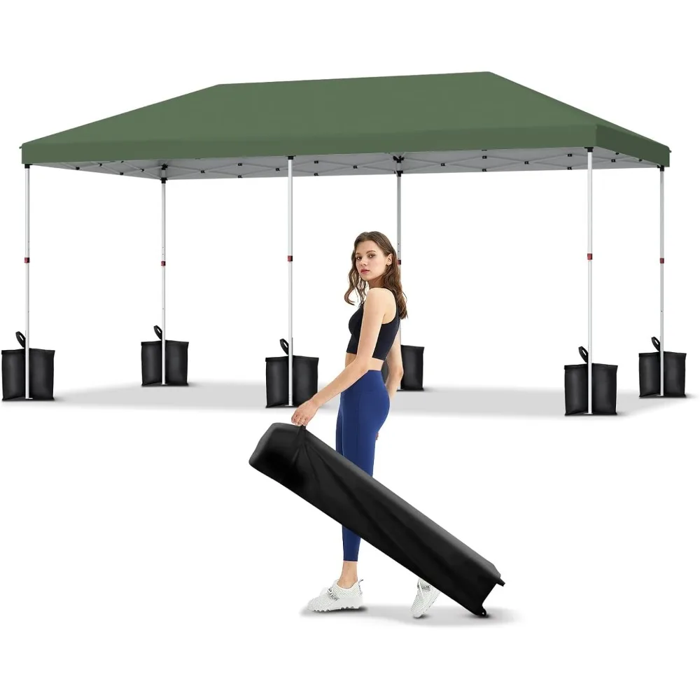 10x20 Pop Up Canopy - Easy Up Camping Tent with One Roller Bag, 3 Adjustable Heights, 4 Weight Bags