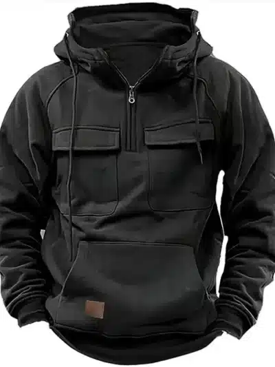 Gifts Men'S Hoodie Solid Color Hoodie Multi Pocket Sweater