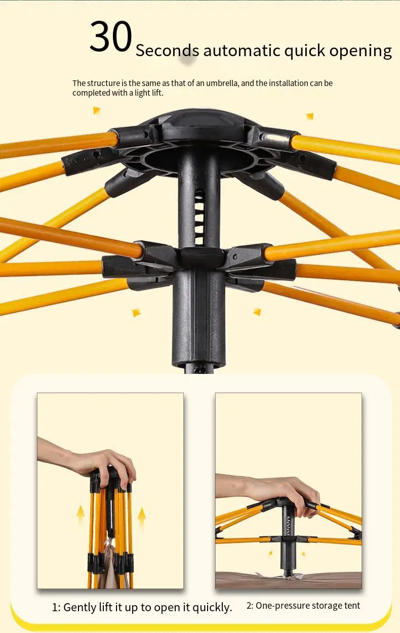 3-4 Person Outdoor Folding Tent Quick Automati Opening Self-driving Wild Camping Tent Waterproof Sunscreen Portable Tent - Image 14