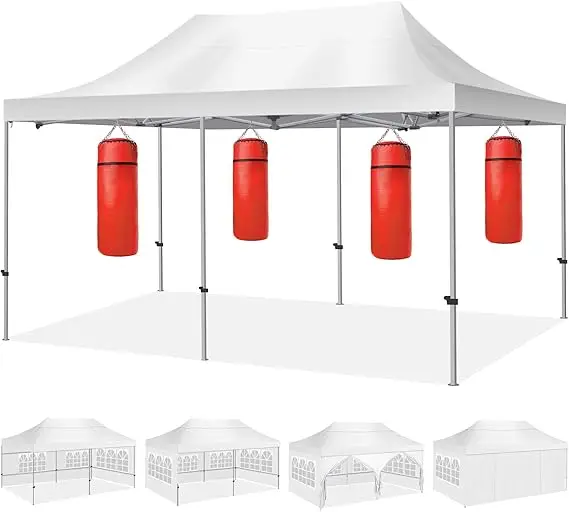 10X20' Portable Pop Up Canopy Tent, Waterproof Foldable Outdoor Canopy,Heavy Duty Gazebo, Sidewalls, Steel Frame, Easy Set Up, - Image 8