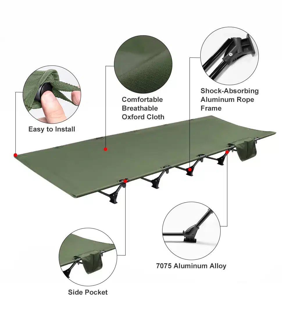 WESTTUNE Camping Cot Portable Folding Bed Outdoor Ultralight Compact Tent Bed for Camping Backpacking - Image 12