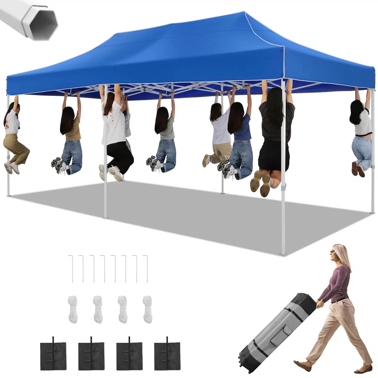 10x20 Heavy Duty Pop Up Canopy Tent for Party Events Instant Canopy with Roller Bag, Waterproof - Image 9
