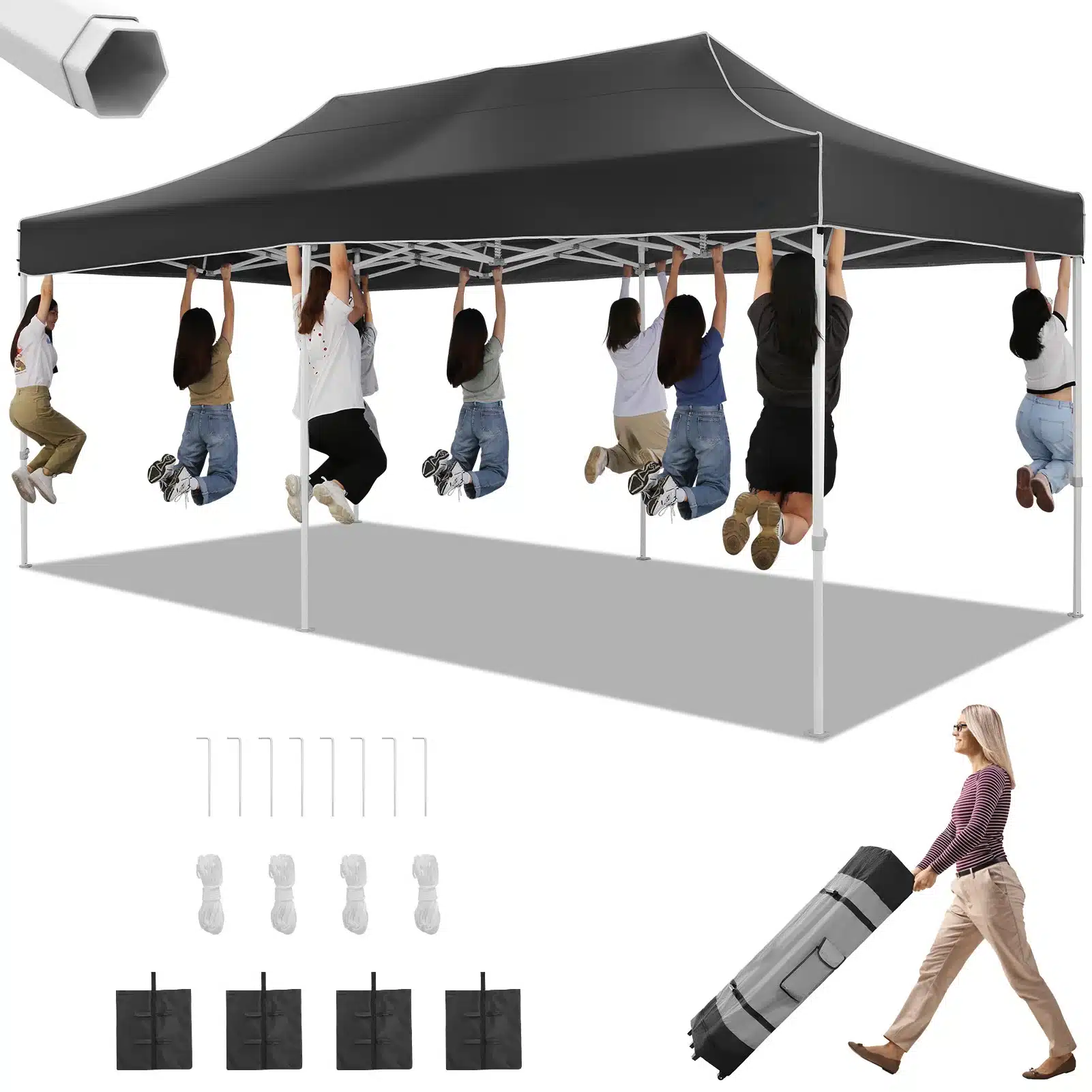 10x20 Heavy Duty Pop Up Canopy Tent for Party Events Instant Canopy with Roller Bag, Waterproof - Image 11
