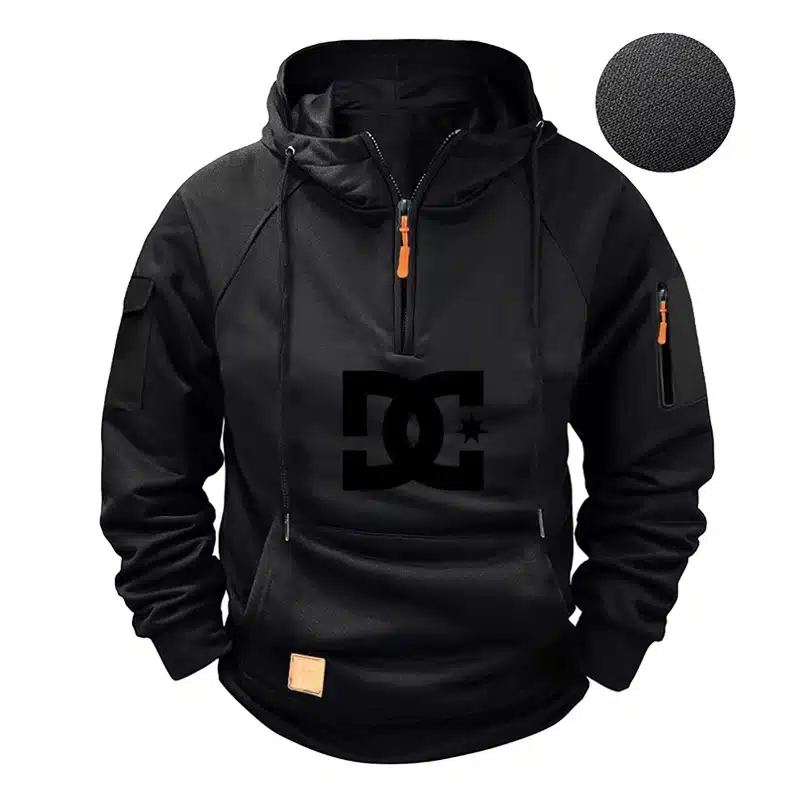 Men's hooded long-sleeved zippered pocket hoodie, casual sporty pullover - Image 8