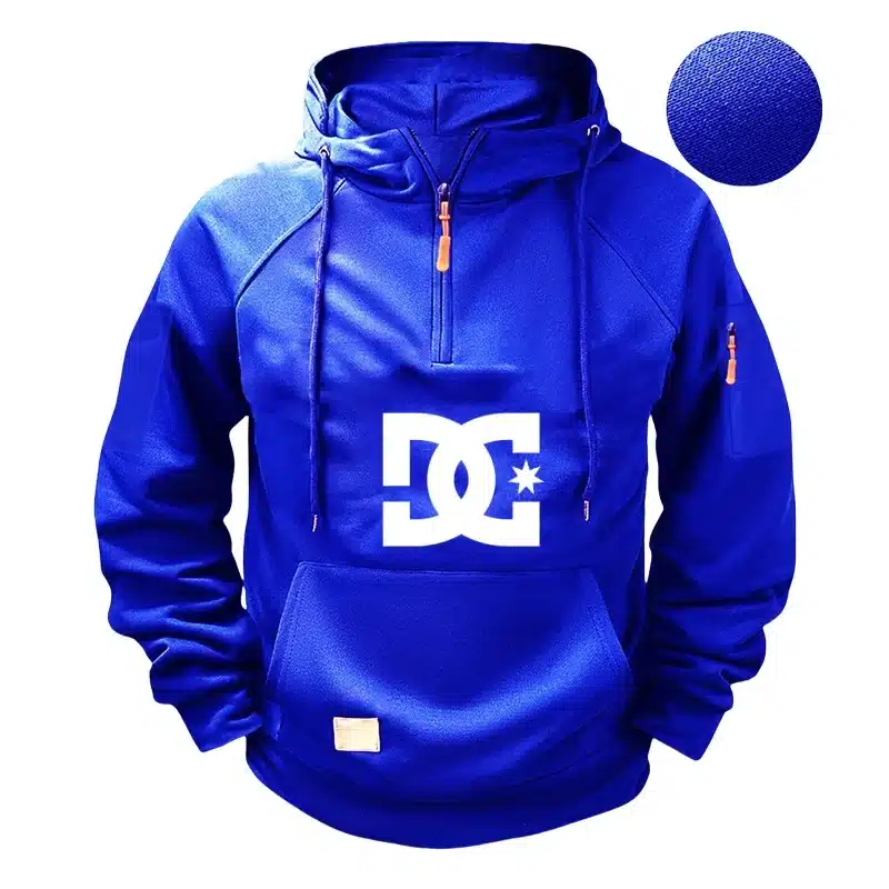 Men's hooded long-sleeved zippered pocket hoodie, casual sporty pullover - Image 13