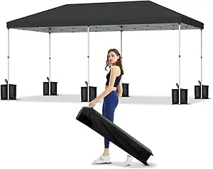 10x20 Pop Up Canopy - Easy Up Camping Tent with One Roller Bag, 3 Adjustable Heights, 4 Weight Bags - Image 7