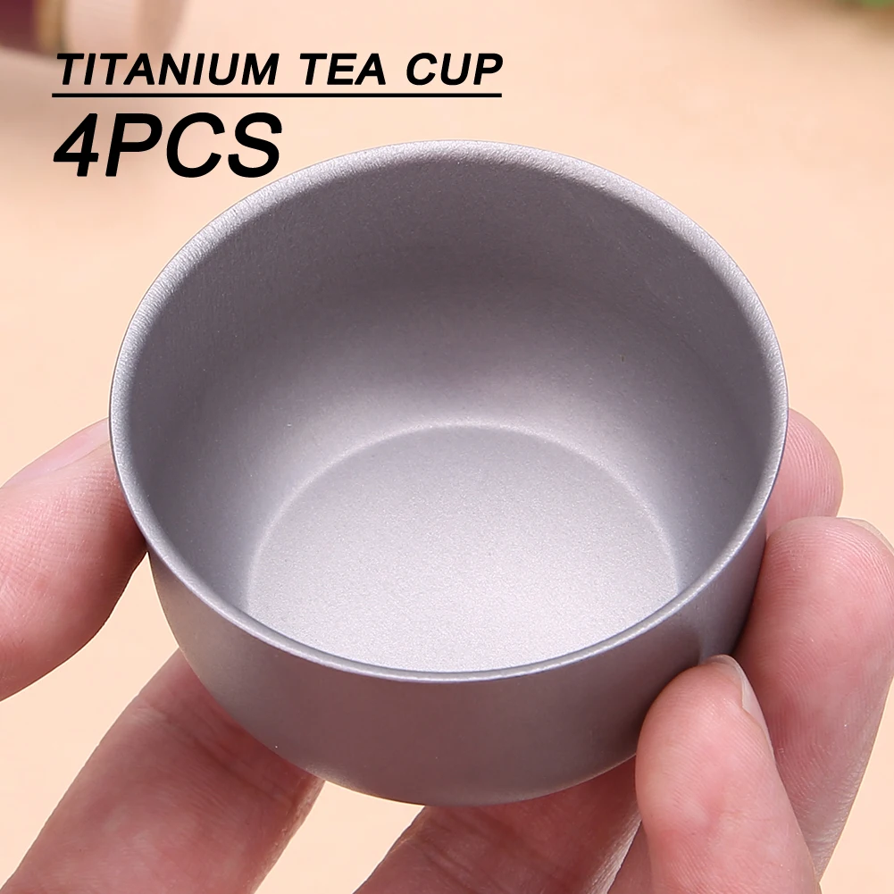 4PCS Mini 62mL Titanium Cup Lightweight for Camping Hiking Picnic - Image 2