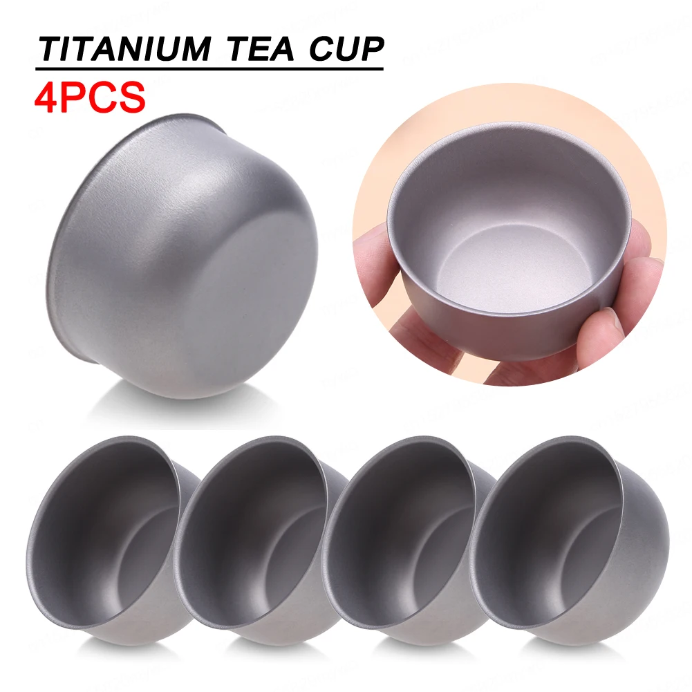4PCS Mini 62mL Titanium Cup Lightweight for Camping Hiking Picnic