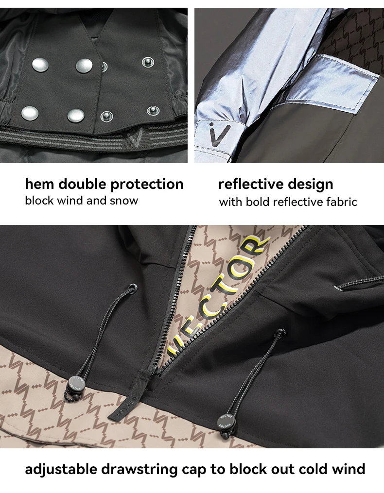 VECTOR Ski Wear Women Man Hooded Sweater Reflective Trend Ski Wear Thickened Warmth and Waterproof Ski Equipment Ski Suit Women - Image 28