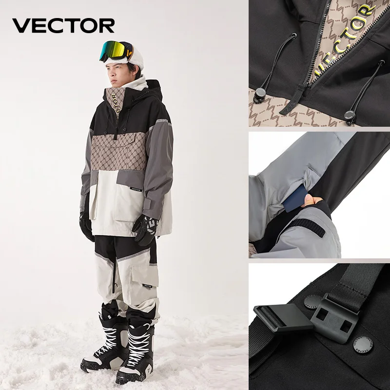 VECTOR Ski Wear Women Man Hooded Sweater Reflective Trend Ski Wear Thickened Warmth and Waterproof Ski Equipment Ski Suit Women - Image 5