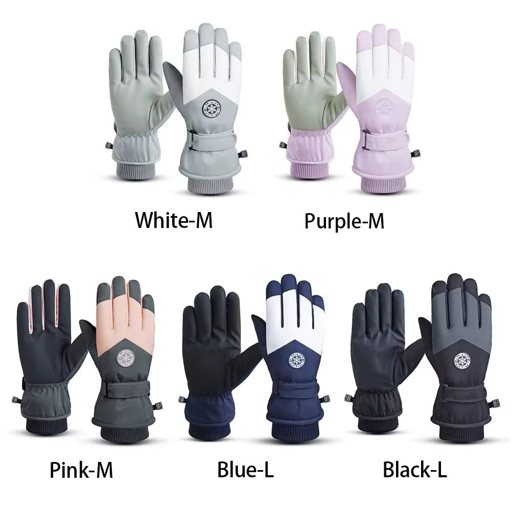 Winter Unisex Snowboard or Ski Gloves PU Leather Non-slip Touch Screen Waterproof Motorcycle Cycling Fleece Warm Snow Gloves - Image 3