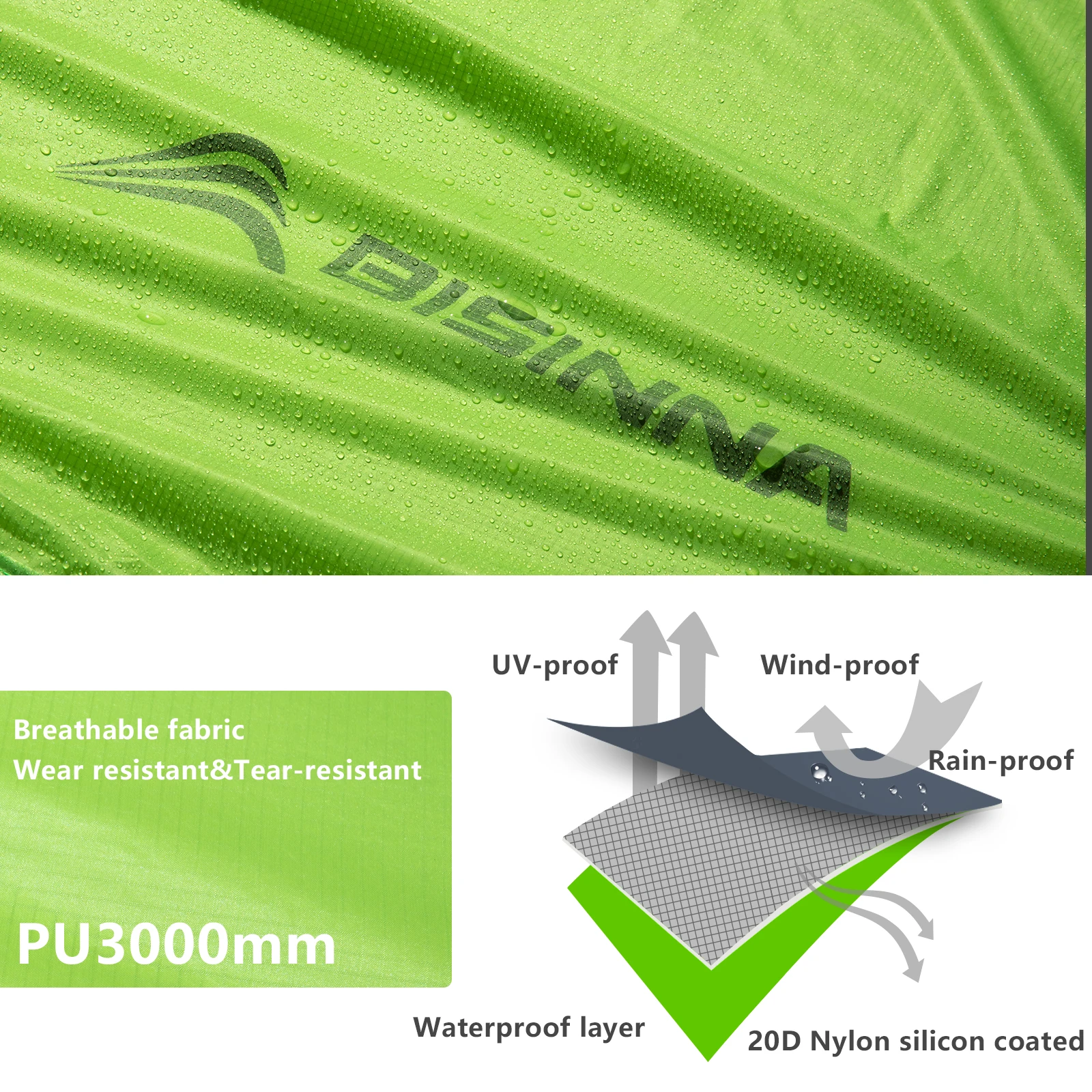 BISINNA 2 Person Ultralight Camping Tent 20D 380T Nylon Double Layer Waterproof Tent with free mat - Image 3