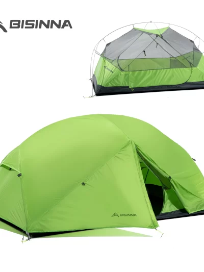 BISINNA 2 Person Ultralight Camping Tent 20D 380T Nylon Double Layer Waterproof Tent with free mat