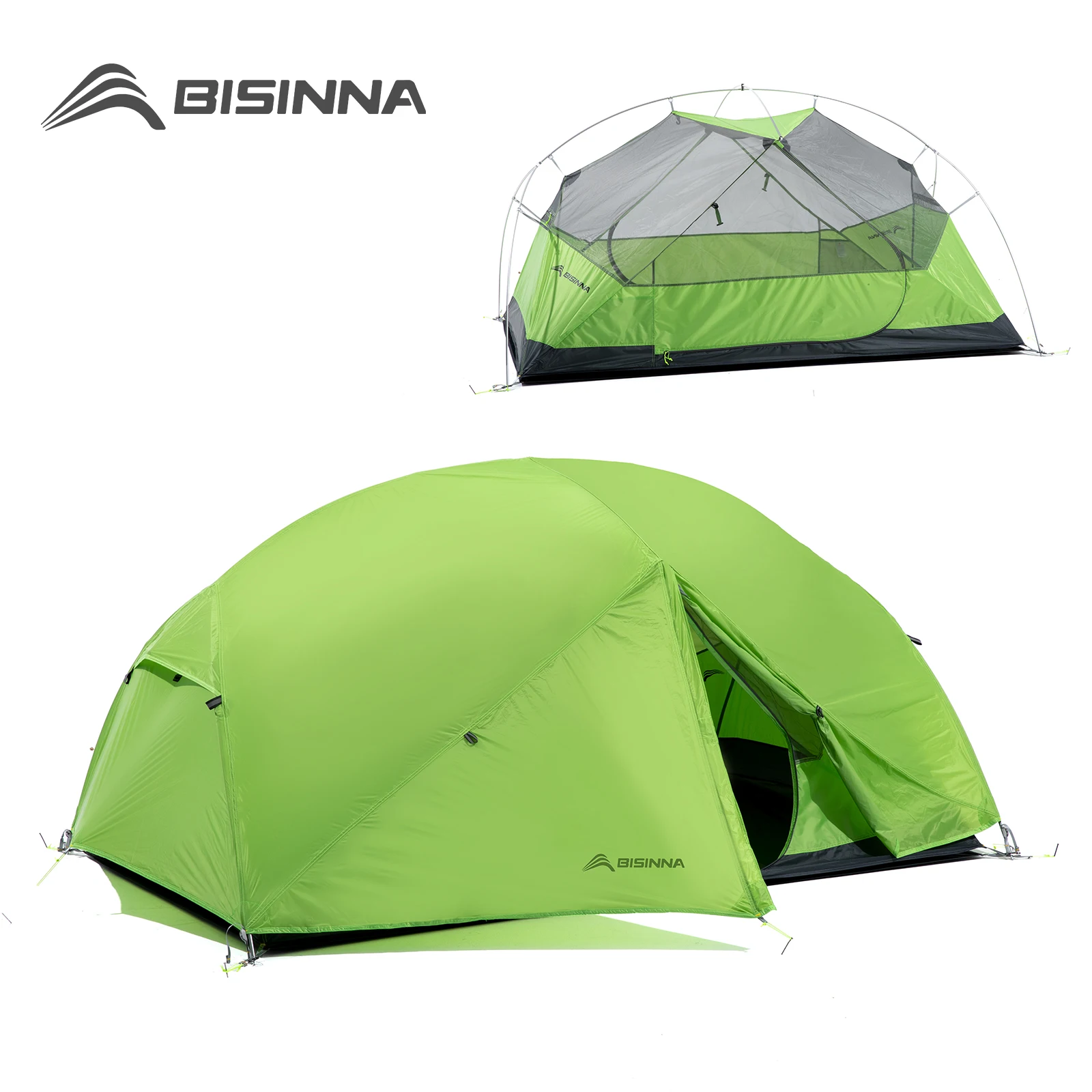 BISINNA 2 Person Ultralight Camping Tent 20D 380T Nylon Double Layer Waterproof Tent with free mat