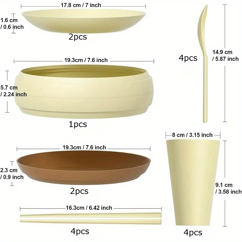 Outdoor Camping Picnic Utensils Cups Plates, Spoons Chopsticks Soup Bowls. Perfect for Outdoor activities. - Image 3