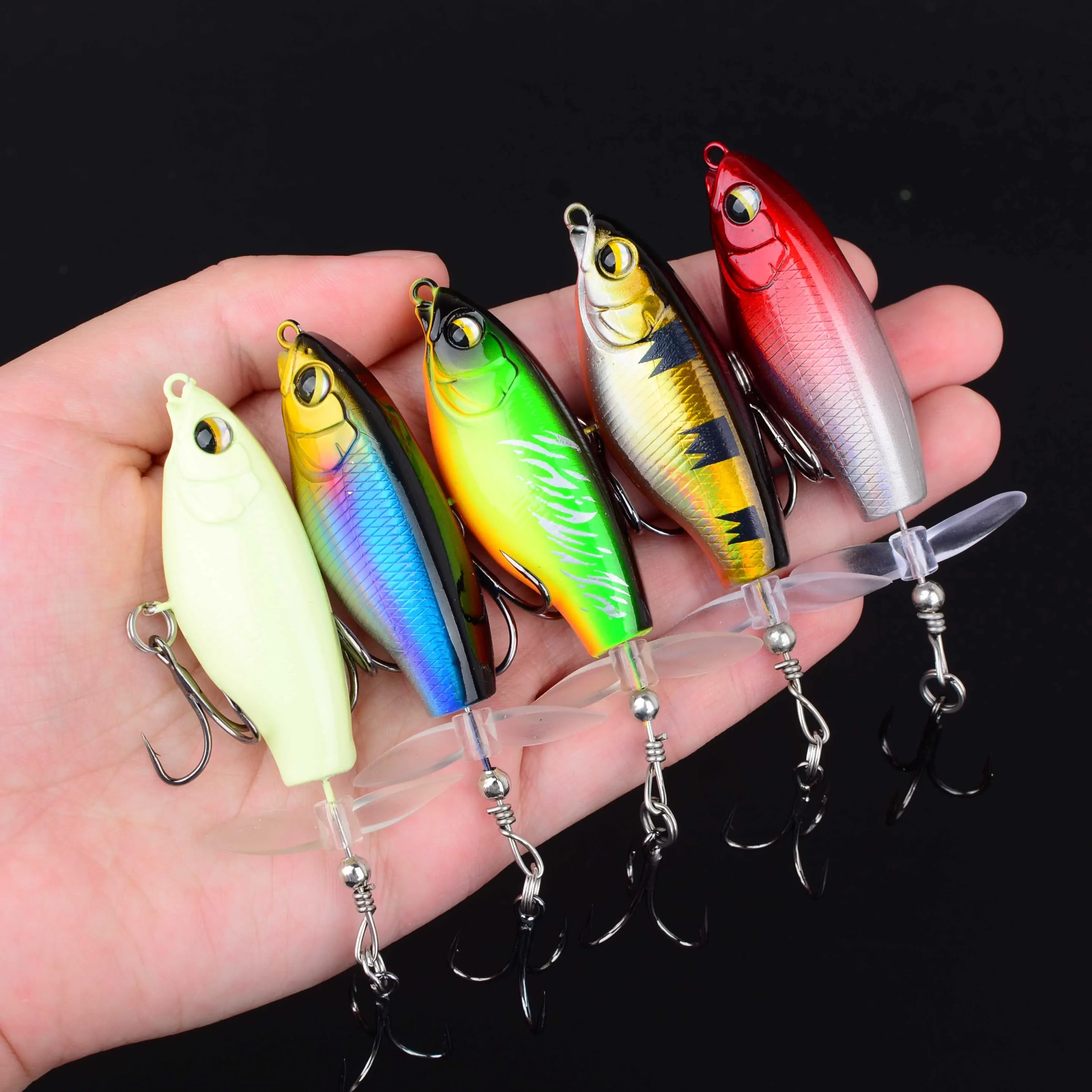 5Pcs Quality Whopper Plopper Wobblers Topwater Popper Fishing Lure Hard Bait Rotating Tail Fishing Tackle