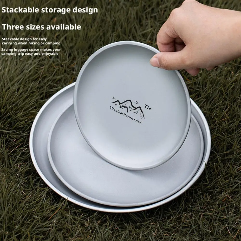 Titanium Camping Plate Titanium Cutlery Tray Corrosion Resistant Outdoor Kit - Image 3