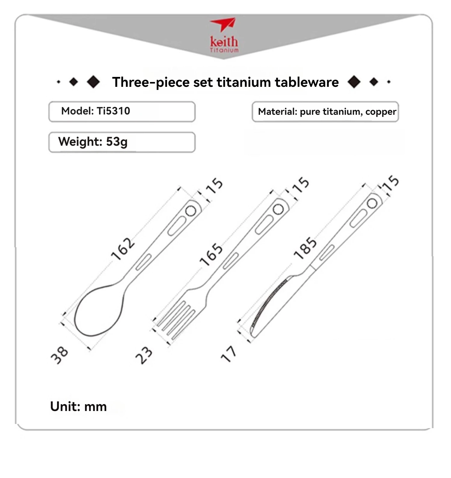 Keith Pure Titanium Knife, Fork Spoon Set, Portable for Outdoor Activities. - Image 10