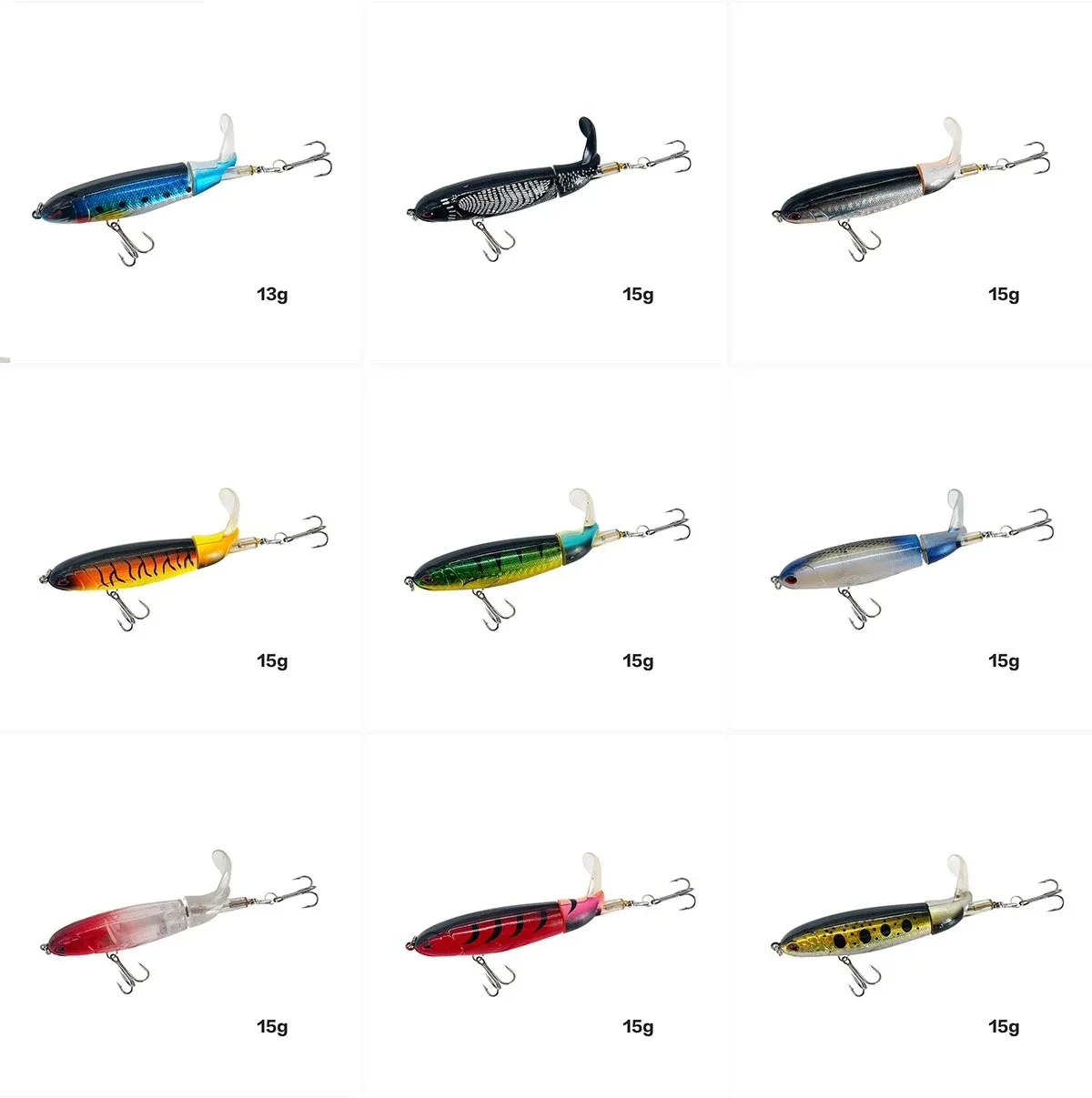 13g/15g/35g Topwater Fishing Lure Whopper Popper Artificial Bait Hard Plopper Soft Rotating Tail - Image 4