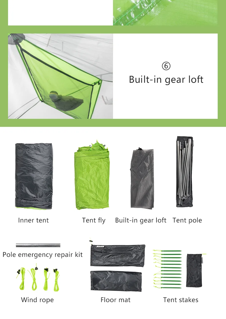 BISINNA 2 Person Ultralight Camping Tent 20D 380T Nylon Double Layer Waterproof Tent with free mat - Image 12