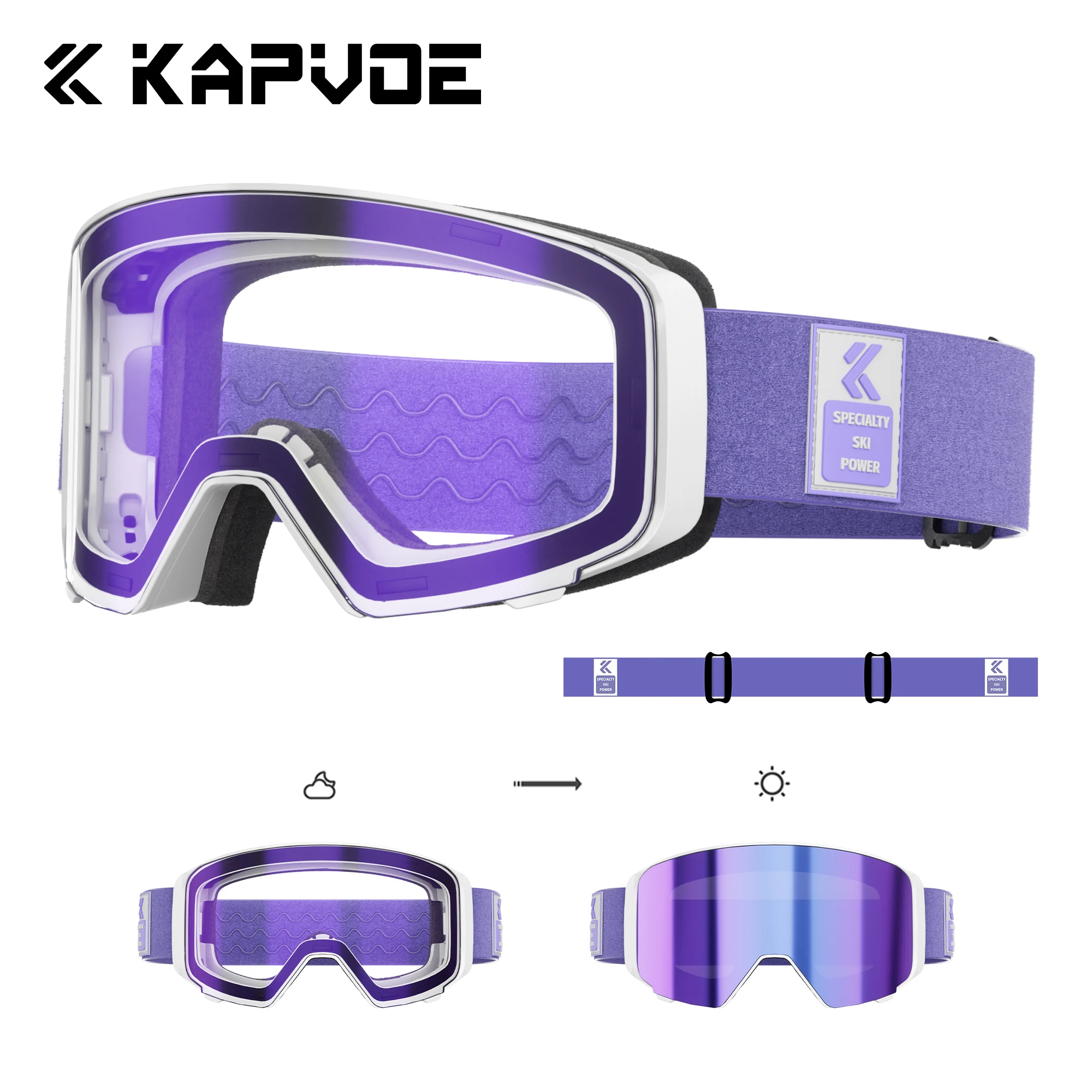 KAPVOE Outdoor Photochromic Ski Goggles Breathable HD Winter Sports Snow Glasses UV400 Anti-fog Magnetic Snowboard Glasses New - Image 8
